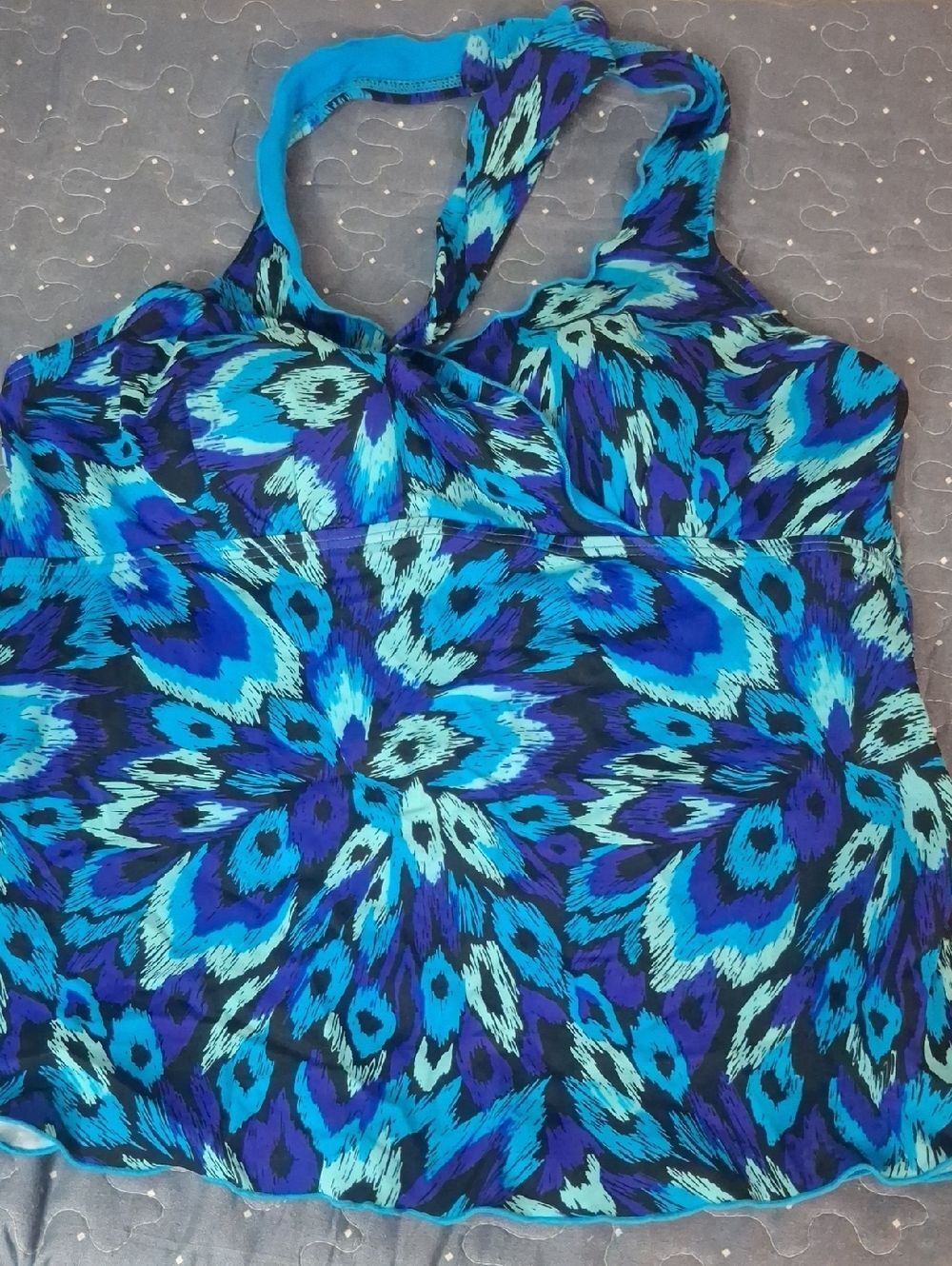 Contour by Beach Scene Patterned Swim Tankini Top sie 12